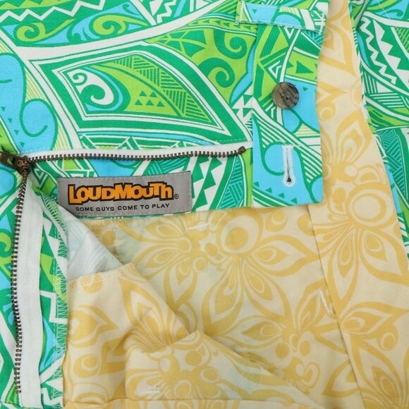 Loudmouth Golf Abstract Print Blue Green Men's Shorts 34 - Picture 4 of 5